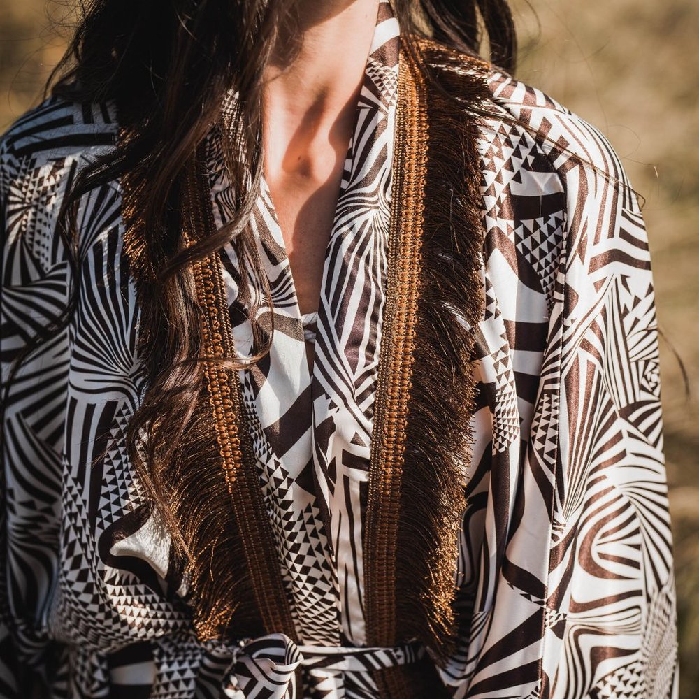 Long Boho Kimono Robe, Festival Clothes for Women, Fringed Kimono Dressing Gown,